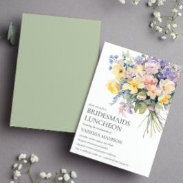 Pastel Bloom Bouquet Bridesmaids Luncheon Bröllop Inbjudningar