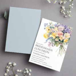 Pastel Bloom Bouquet Bridesmaids Luncheon Bröllop Inbjudningar