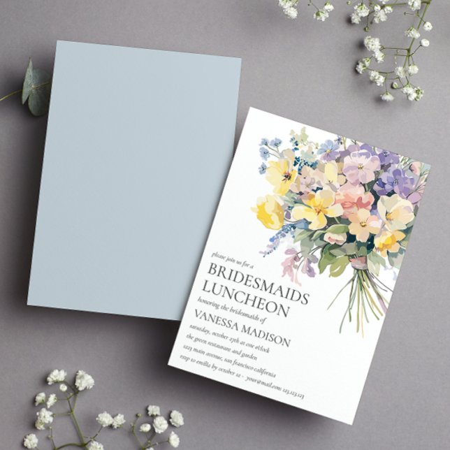 Pastel Bloom Bouquet Bridesmaids Luncheon Bröllop Inbjudningar (Skapare uppladdad)