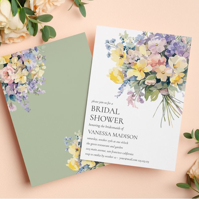 Pastel Bloom BRIDE BOUQUET MÖHIPPA Inbjudningar (Skapare uppladdad)