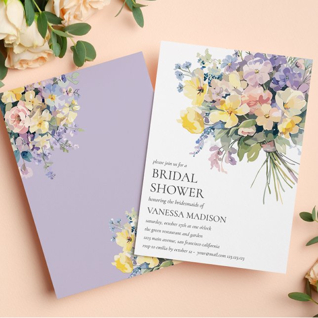 Pastel Bloom BRIDE BOUQUET MÖHIPPA Inbjudningar (Skapare uppladdad)