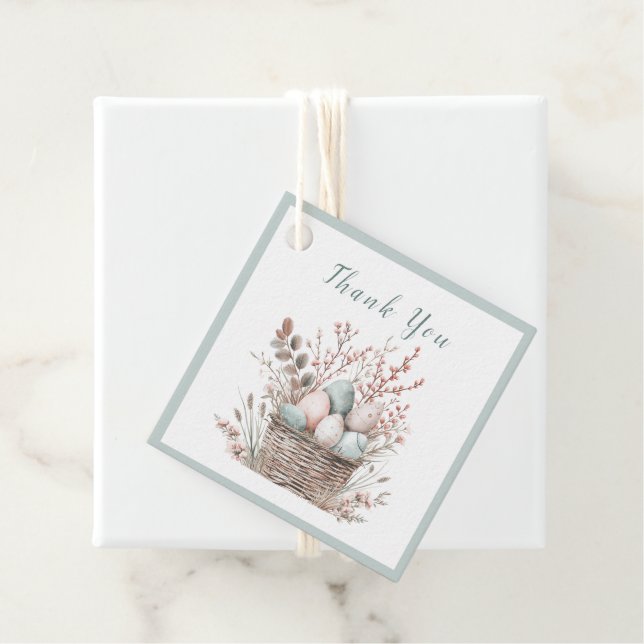 Pastel Bloom Påsk Basket Brunch Gåvor Etiketter (På plats)