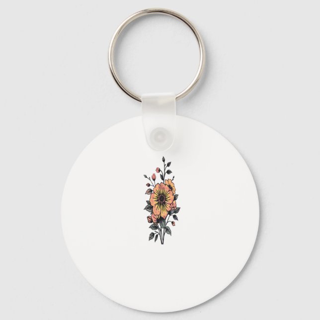 Pastel Bloom Sticker Nyckelring (Framsida)