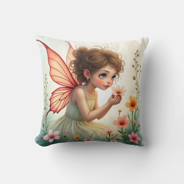 Pastel Blossom Fairy Pillow Kudde (Framsida)
