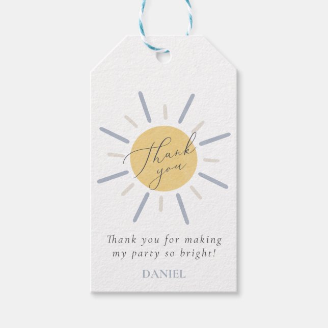 Pastel Blue 1:a Resa runt Sol Gift-Märkrna Presentetikett (Framsidan)