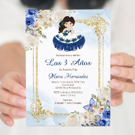 Pastel Blue 4 Mexico Girl Tres Anos Invacion Inbjudningar
