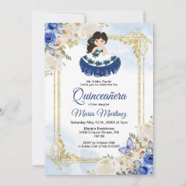 Pastel Blue 4 Quinceañera Mexikansk inbjudan