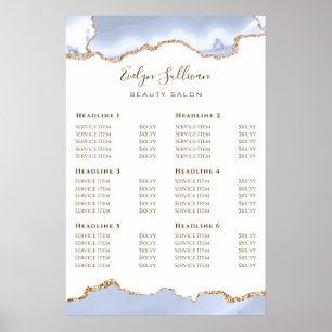 Pastel Blue Agate Price List Poster