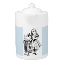 Pastel Blue Alice i Wonderland Drink Me Tekanna