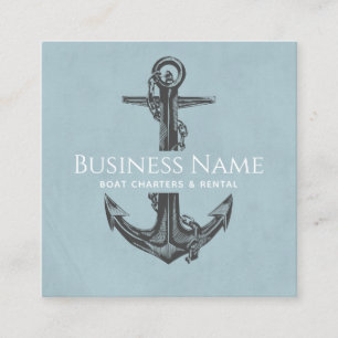 Pastel Blue Anchor & Chain Nautical Social Media S Fyrkantigt Visitkort