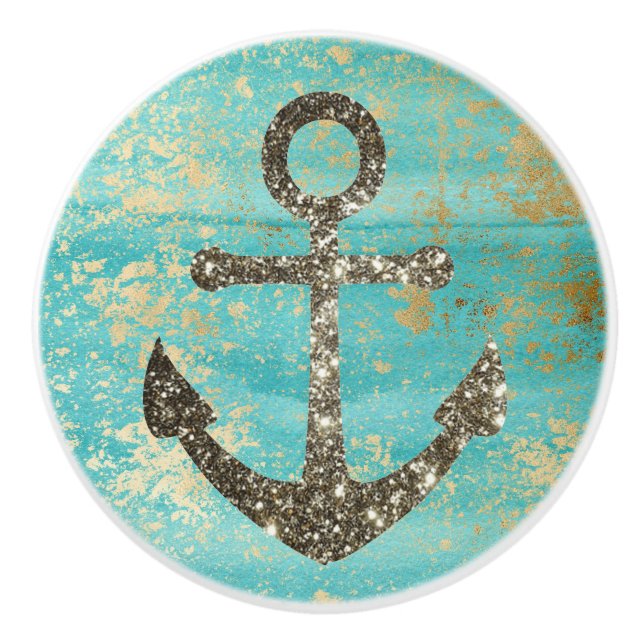 Pastel Blue Anchor Nautical Sailor Knopp (Framsidan)