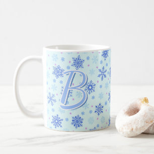 Pastel Blue Baby blue Snöflingor Anpassningsbar Mo Kaffemugg