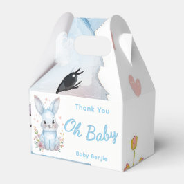 Pastel Blue Baby Shower Cute Bunny Party Treat Box Presentaskar