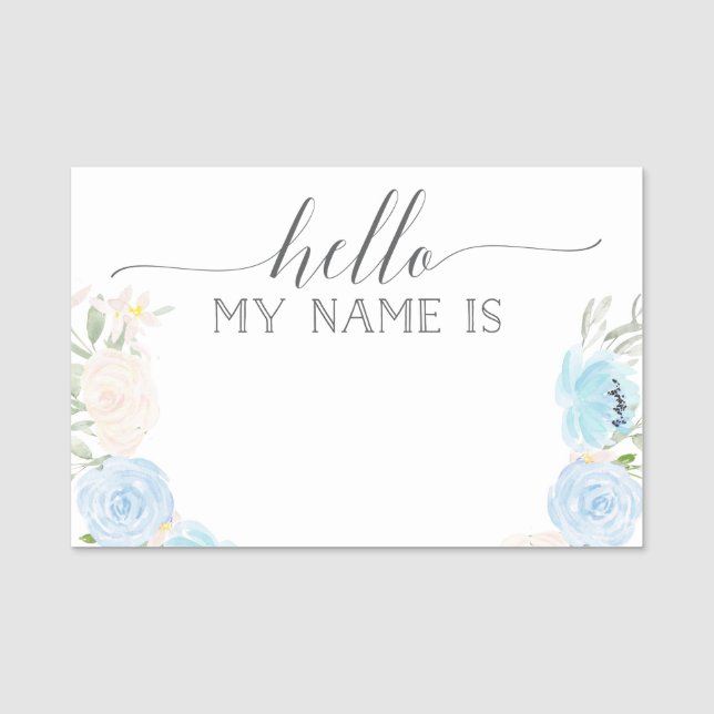 Pastel Blue Baby Shower Namn bricka Namnbricka (Framsida)