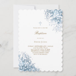 Pastel Blue baby Utandblommor Baptism Inbjudningar
