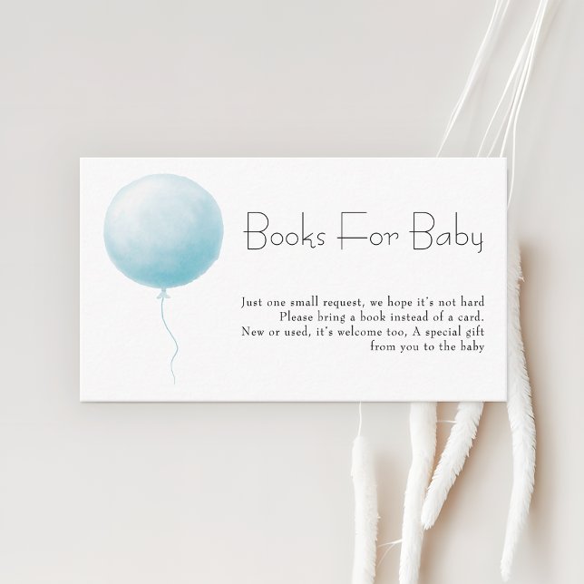 Pastel Blue Balloon Boy Baby Shower Books Request Tilläggskort (Skapare uppladdad)