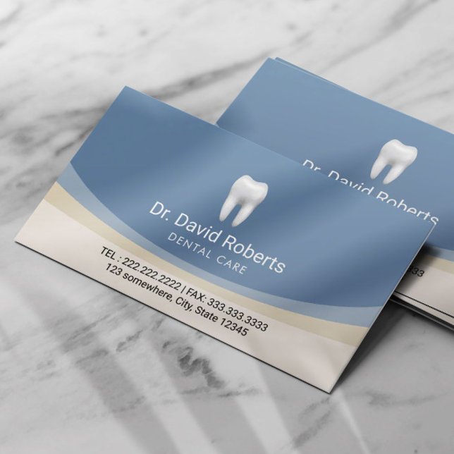 Pastel Blue & Beige Professionell Dental Care Tidsbeställning Kort (Skapare uppladdad)