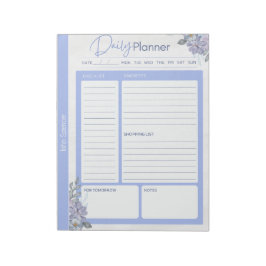 Pastel Blue Blommigt Daily Planner Anteckningsblock