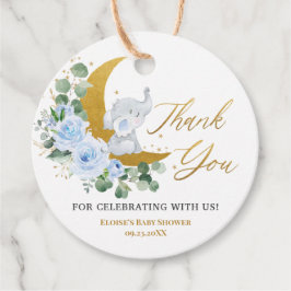 Pastel Blue Blommigt Greenery Elephant Tack Fa Gåvor Etiketter