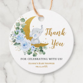 Pastel Blue Blommigt Greenery Elephant Tack Gåvor Etiketter