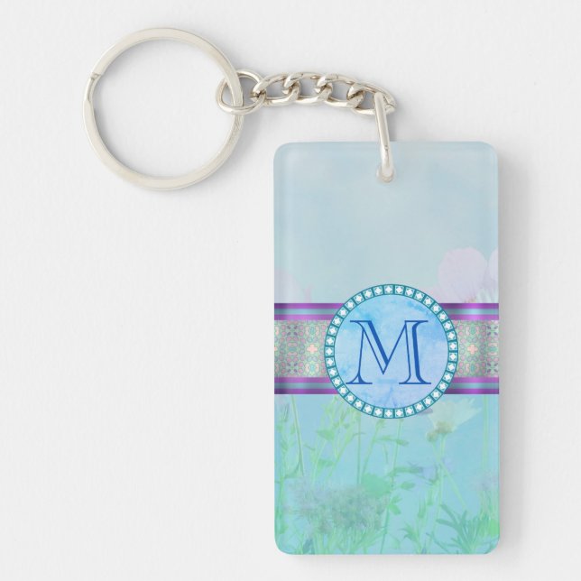 Pastel Blue Blommigt Monogram (Framsidan)