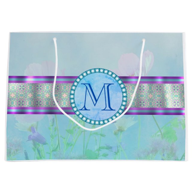 Pastel Blue Blommigt Monogram (Framsidan)