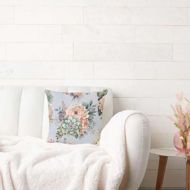 PASTEL BLUE BOUQUET PILLOW KUDDE (Soffa)
