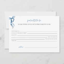 Pastel Blue Bow Baby Shower Advice för föräldrarna Julkort