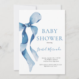 Pastel Blue Bow Baby Shower Inbjudningar