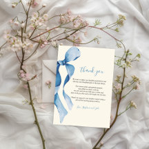Pastel Blue Bow Baby Shower Tack för kortet