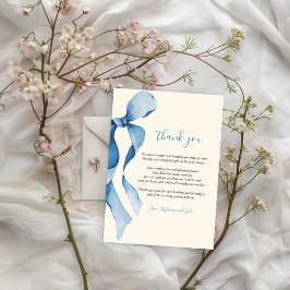 Pastel Blue Bow Baby Shower Tack för kortet Julkort