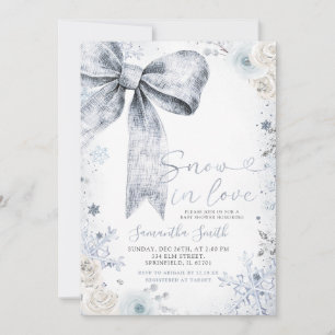 Pastel Blue Bow Conquette Winter Baby-dusch Inbjudningar