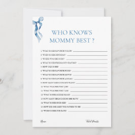 Pastel Blue Bow som känner Mamma Best Baby Shower Inbjudningar