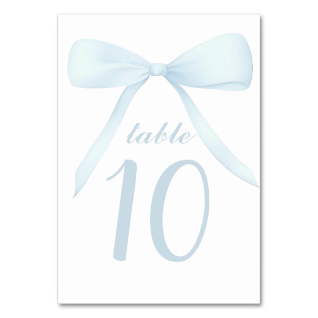pastel blue bow Table Numbers Bordsnummer (Framsidan)