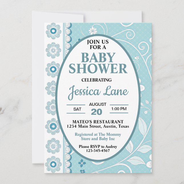 Pastel Blue Boy Shower-inbjudan Inbjudningar (Framsida)