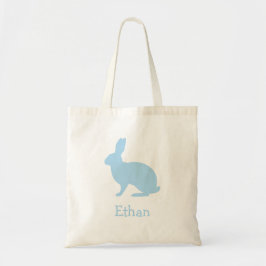 Pastel Blue Bunny Silhouette With Name Easter Tygkasse