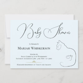 Pastel Blue Cat Lover Baby Shower Inbjudningar