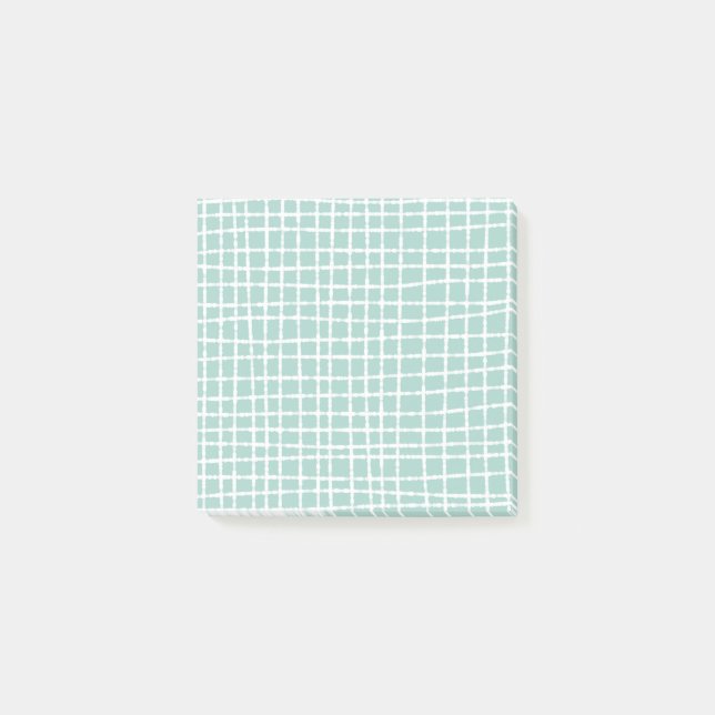 Pastel Blue Check Mönster Snyggt och Diskret Post-it Block (Framsida)