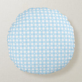Pastel Blue Checks Rund Kudde
