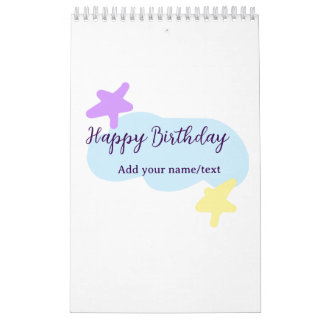 Pastel blue clouds stars purple happy birthday nam kalender