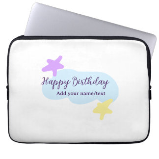 Pastel blue clouds stars purple happy birthday nam laptop fodral