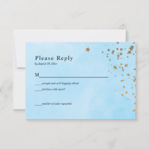 Pastel Blue Clouds Watercolor Bröllop OSA Card Kort