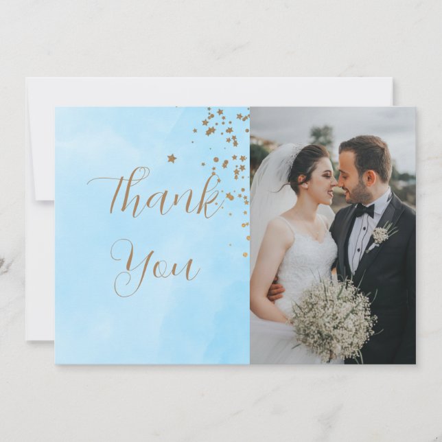 Pastel Blue Clouds Watercolor Two Photo Julkort (Framsida)