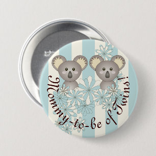Pastel Blue Cute Baby Koala Mamma till Twin Boy Knapp