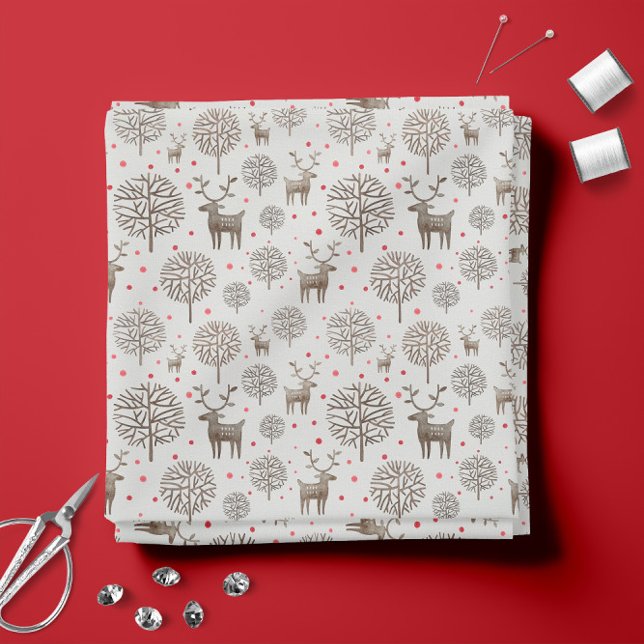 Pastel Blue 🦌 Cute Reindeer Mönster Tyg (Pastel Blue 🦌 Cute Reindeer Pattern Fabric -- Choose from 7 Fabric Types)