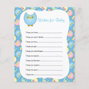 Pastel Blue Cute Uggla Baby Shower Themme - Önskem Flygblad
