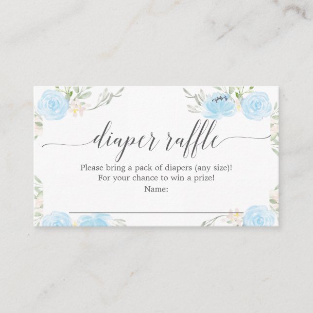 Pastel Blue Diaper Raffle Baby Shower Card Tilläggskort (Framsida)