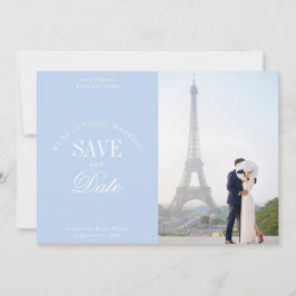 Pastel Blue Elegant Save the Date Card Spara Datumet