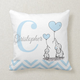 Pastel Blue Elephant Personlig Pojke Pillow Kudde