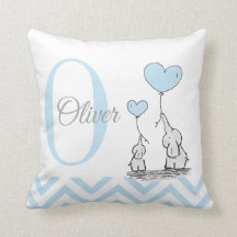 Pastel Blue Elephant Personlig Pojke Pillow